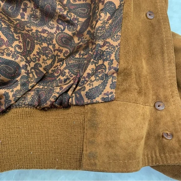 Vintage Vera Pelle Italian Leather Brown Suede Bomber Jacket - Picture 6 of 7